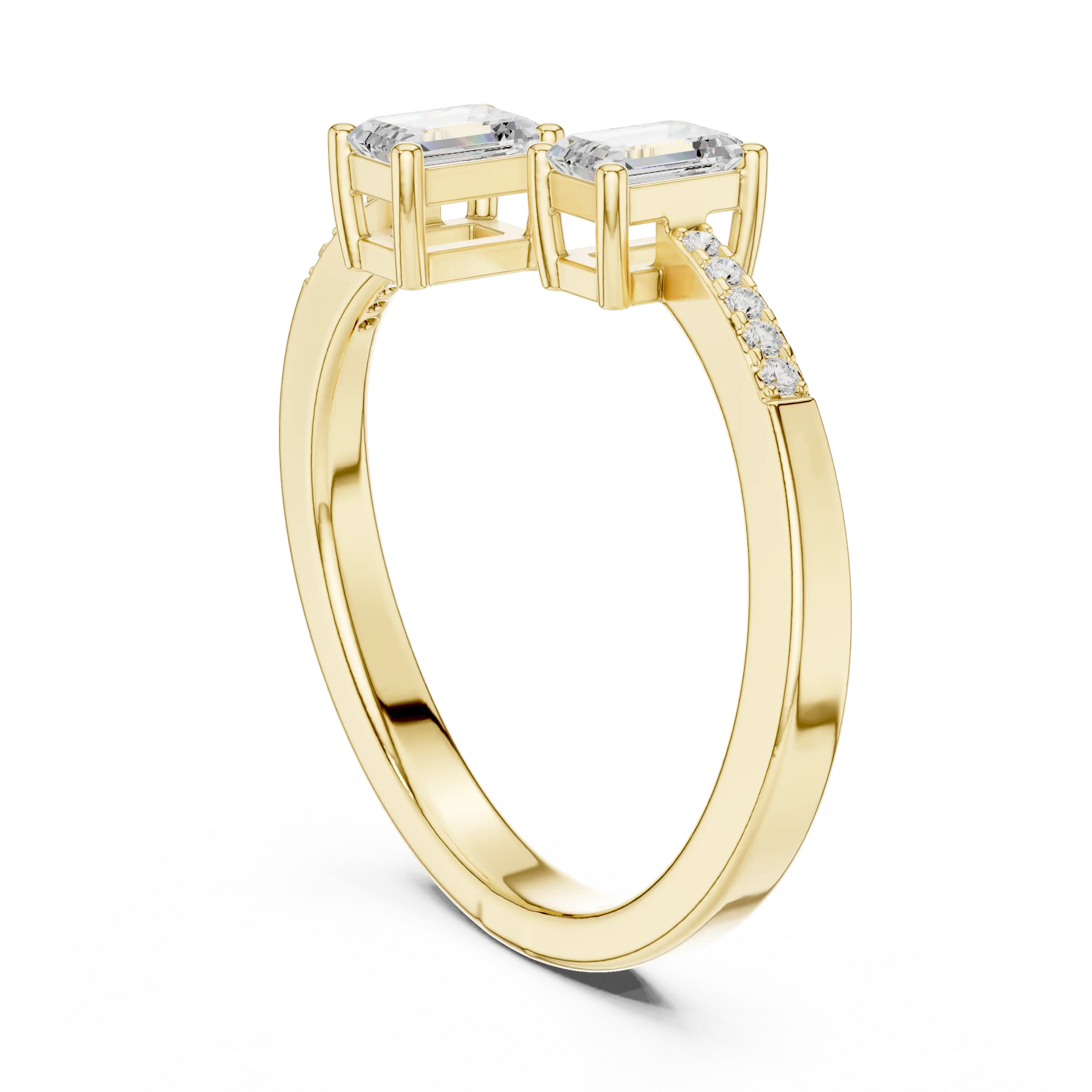 14K White Gold Toi et Moi Dual Emerald-Cut Lab Grown Diamond Ring