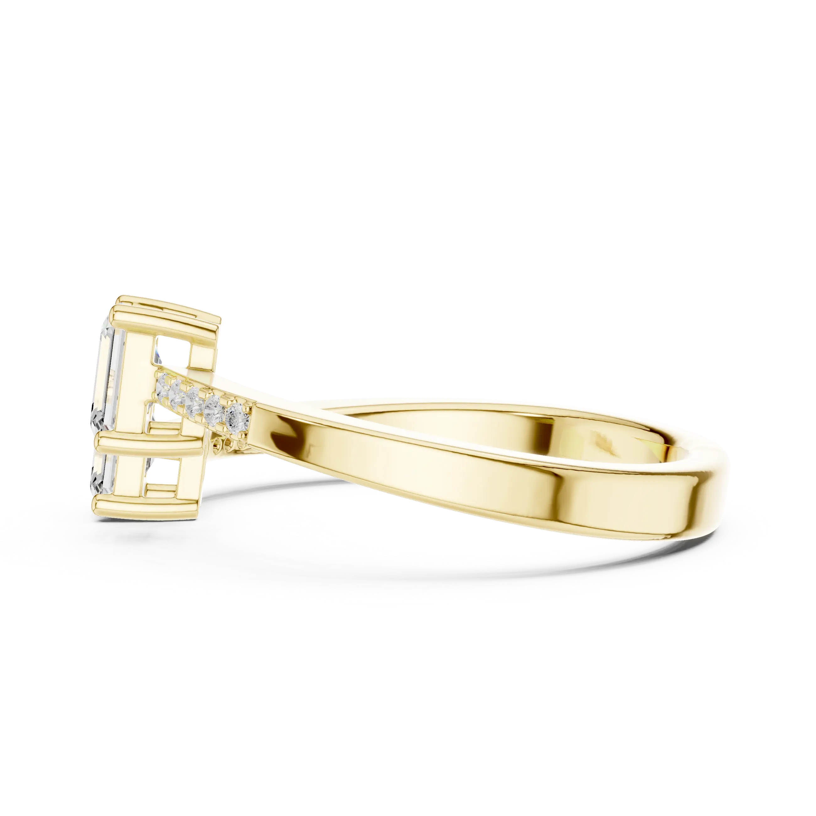 14K White Gold Toi et Moi Dual Emerald-Cut Lab Grown Diamond Ring