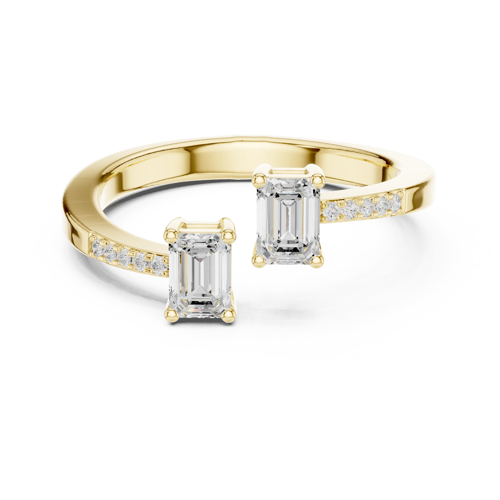 14K White Gold Toi et Moi Dual Emerald-Cut Lab Grown Diamond Ring
