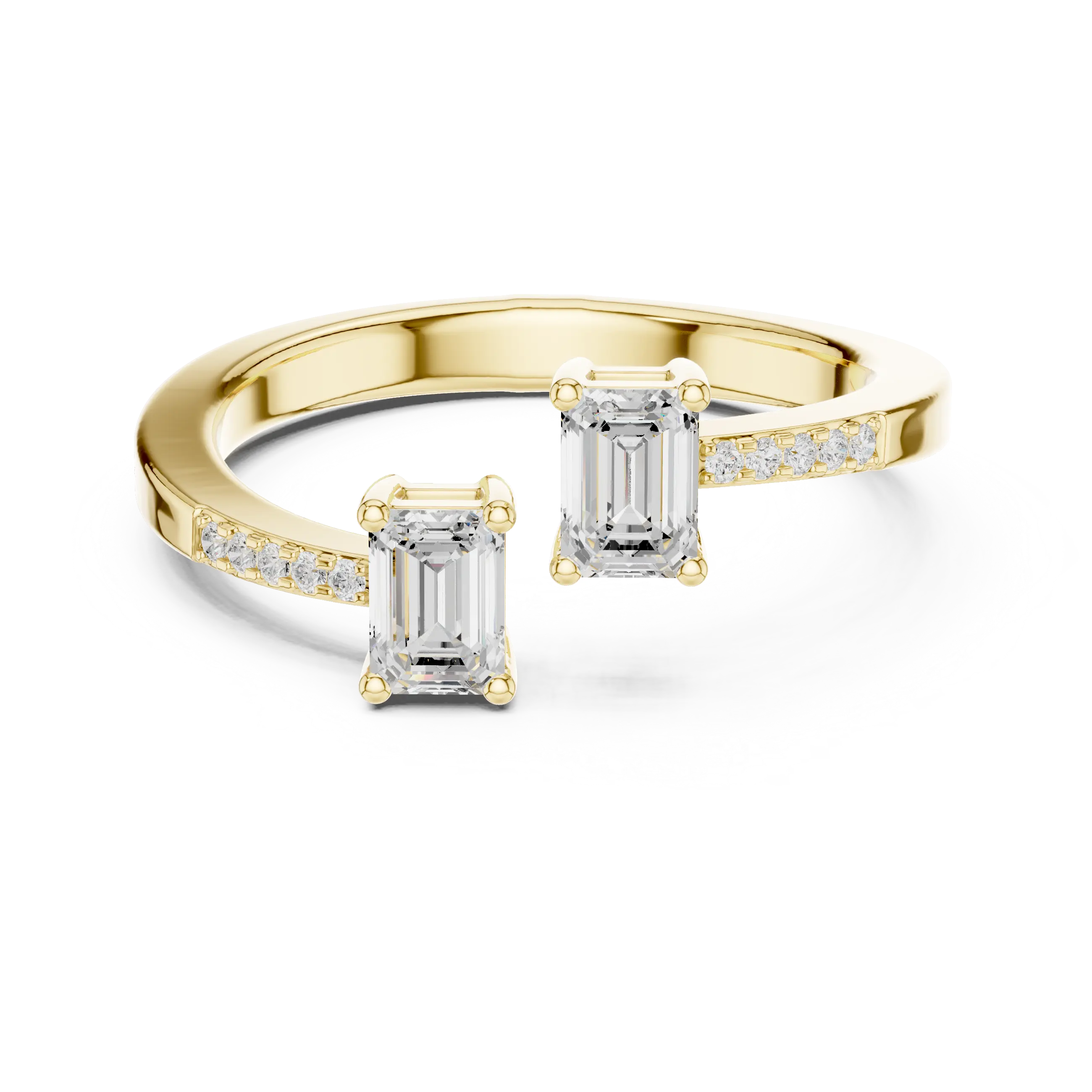 14K White Gold Toi et Moi Dual Emerald-Cut Lab Grown Diamond Ring