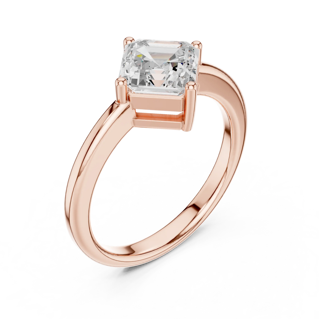 18K Rose Gold Asscher-Cut Diamond Solitaire Engagement Ring