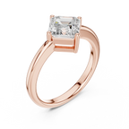 18K Rose Gold Asscher-Cut Diamond Solitaire Engagement Ring