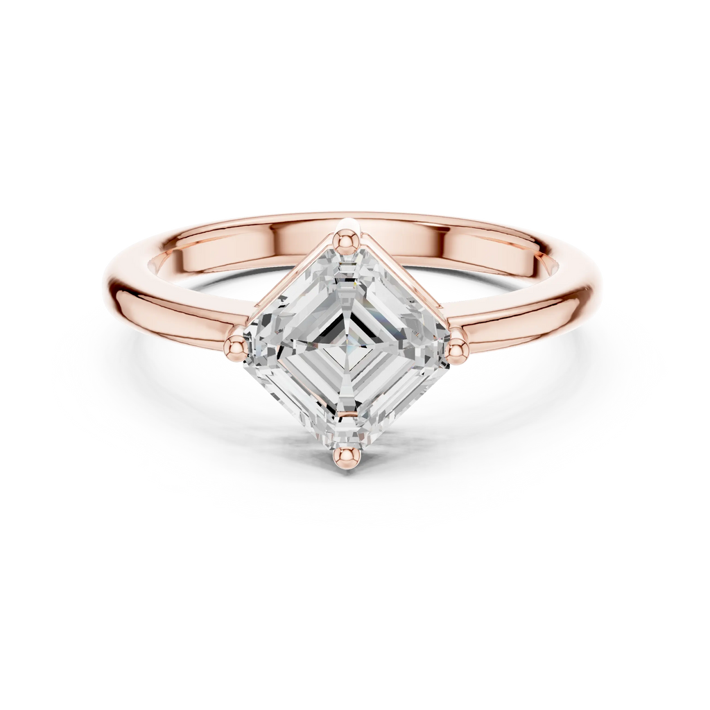 18K Rose Gold Asscher-Cut Diamond Solitaire Engagement Ring