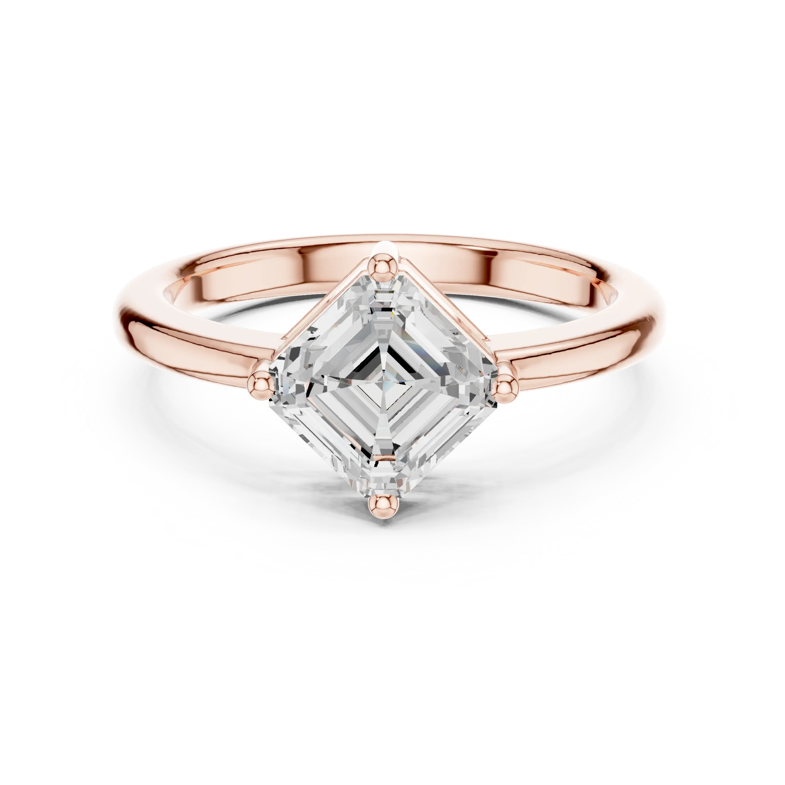 18K Rose Gold Asscher-Cut Diamond Solitaire Engagement Ring