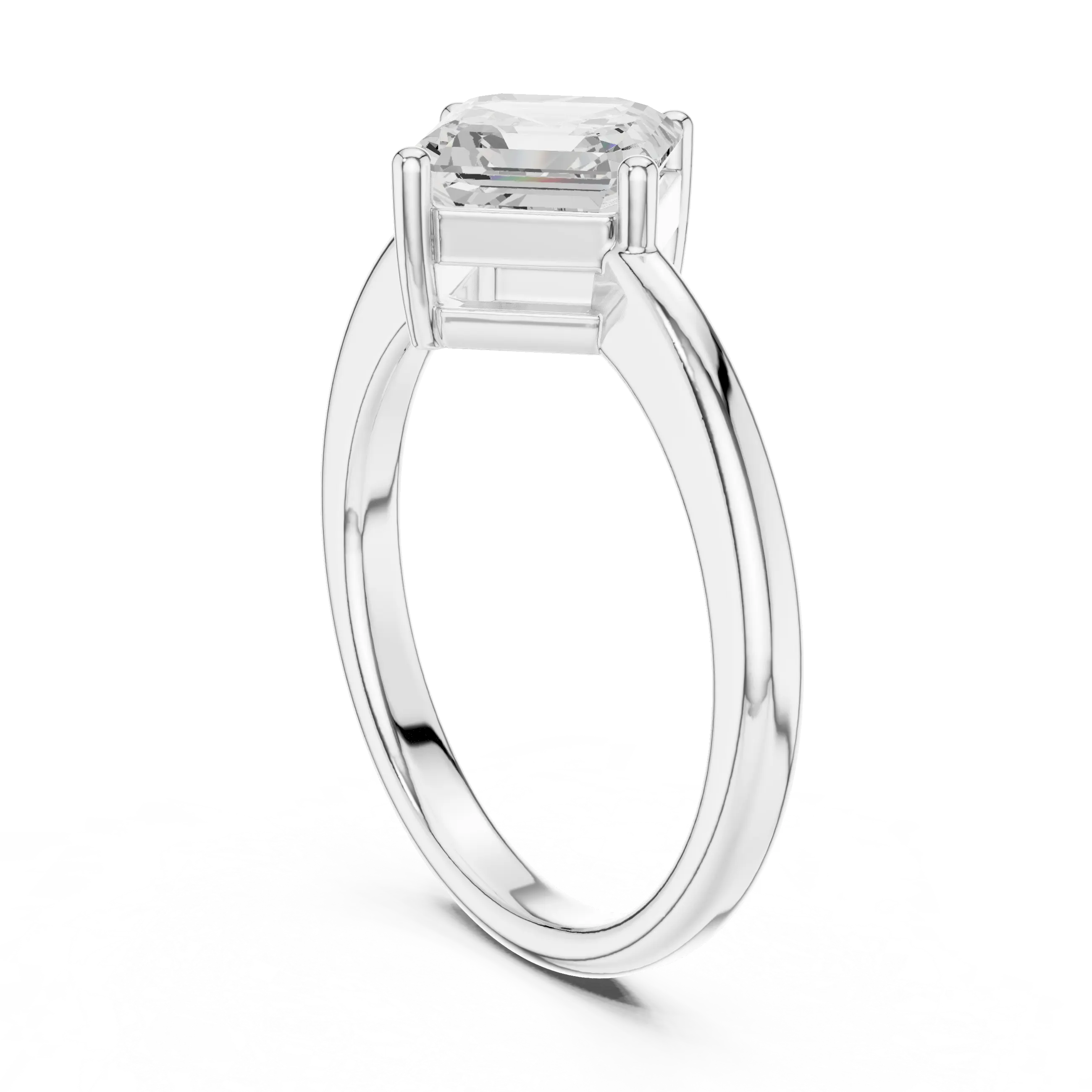 18K Rose Gold Asscher-Cut Diamond Solitaire Engagement Ring