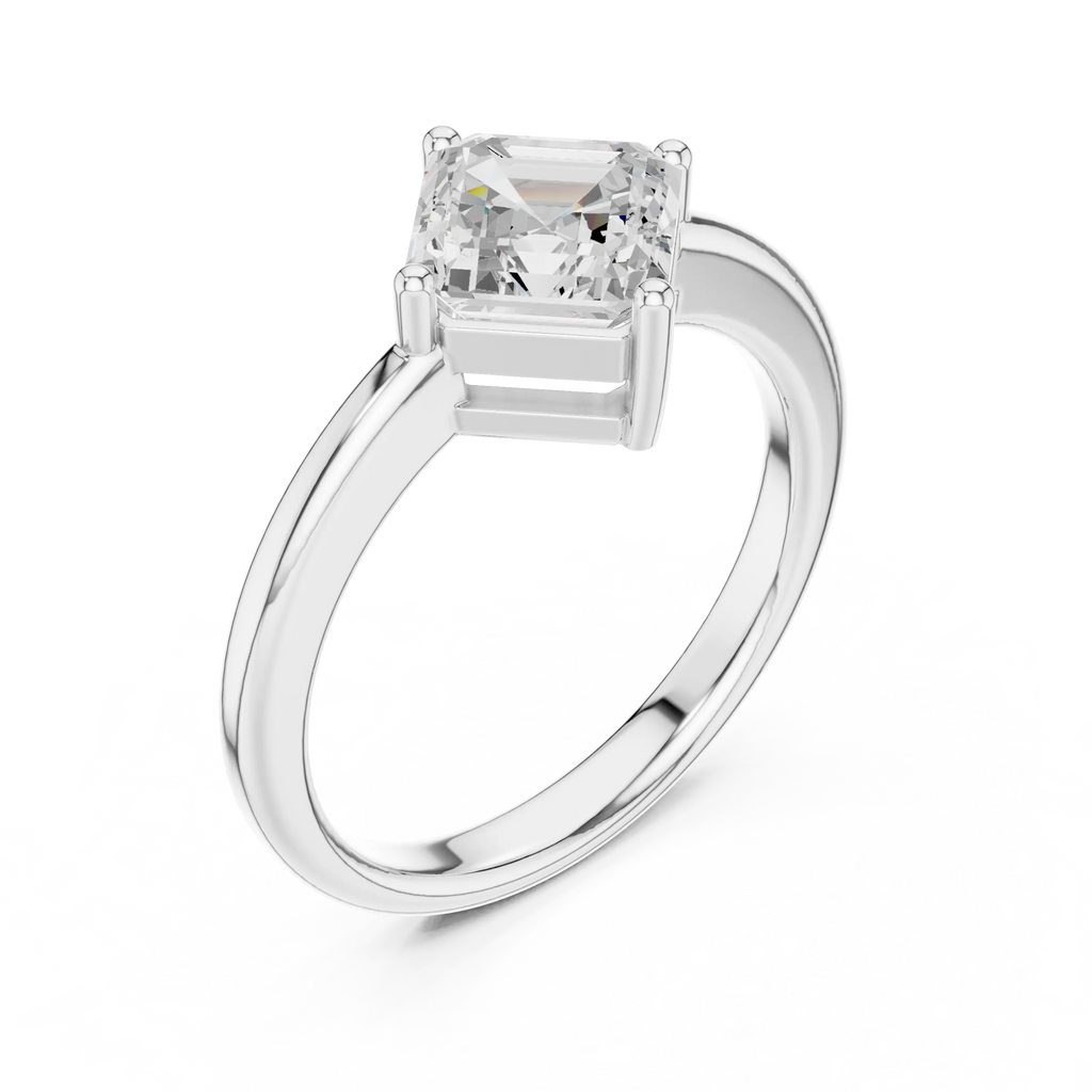 18K Rose Gold Asscher-Cut Diamond Solitaire Engagement Ring
