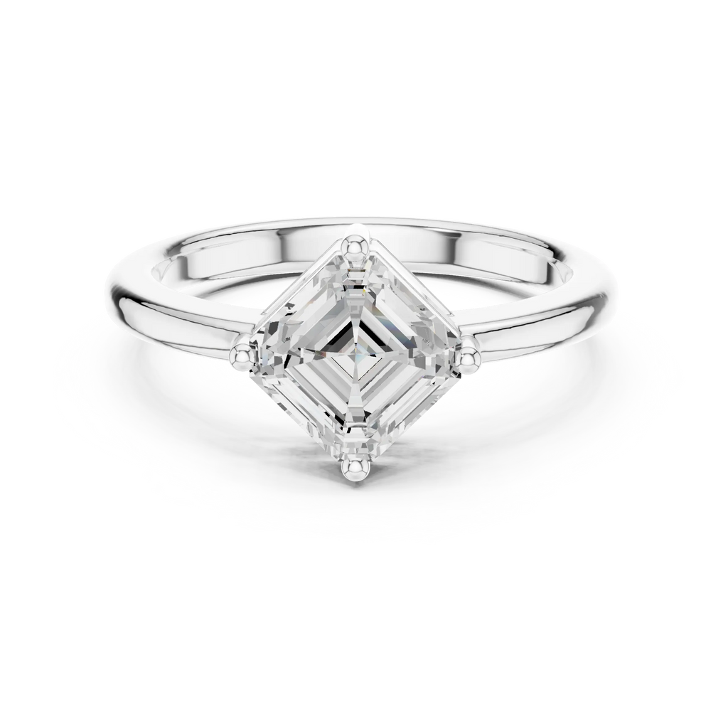 18K Rose Gold Asscher-Cut Diamond Solitaire Engagement Ring