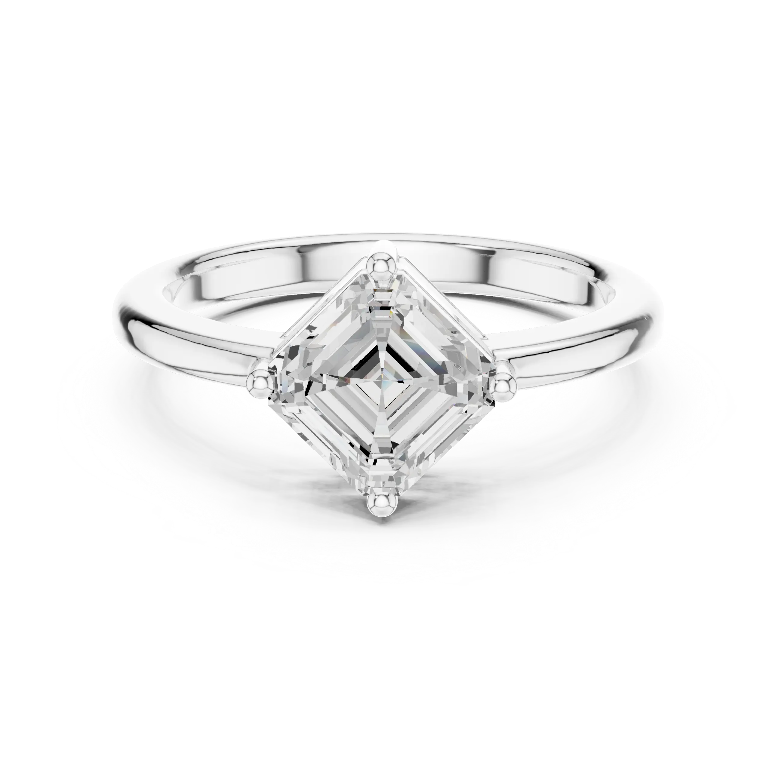18K Rose Gold Asscher-Cut Diamond Solitaire Engagement Ring