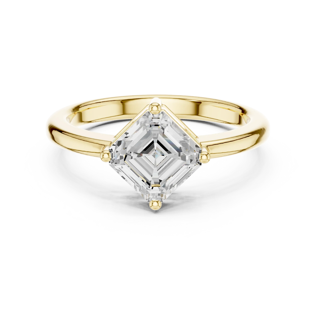 18K Rose Gold Asscher-Cut Diamond Solitaire Engagement Ring