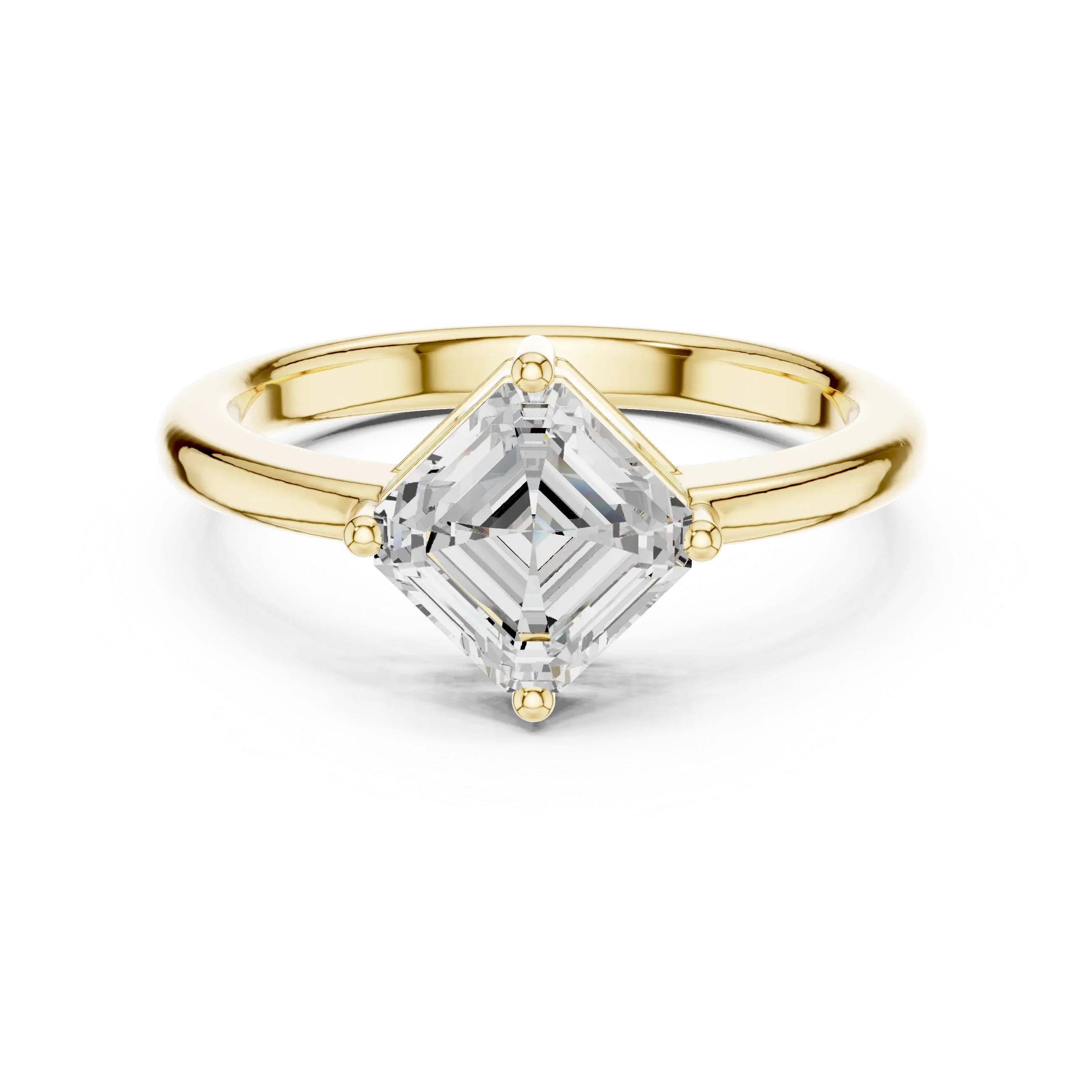 18K Rose Gold Asscher-Cut Diamond Solitaire Engagement Ring