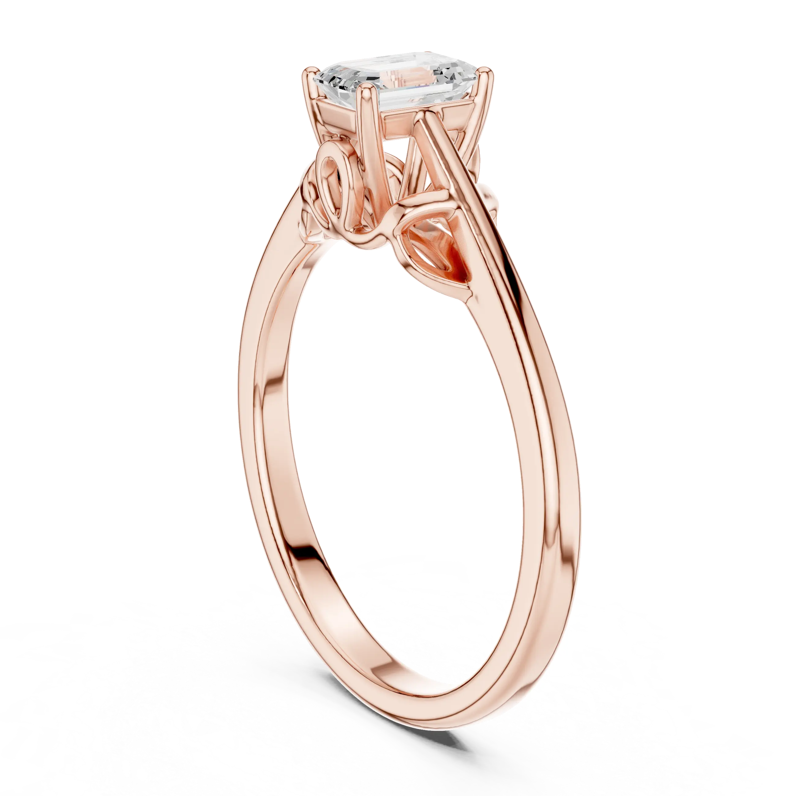 10K White Gold Emerald-Cut Diamond Engagement Ring