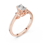 10K White Gold Emerald-Cut Diamond Engagement Ring