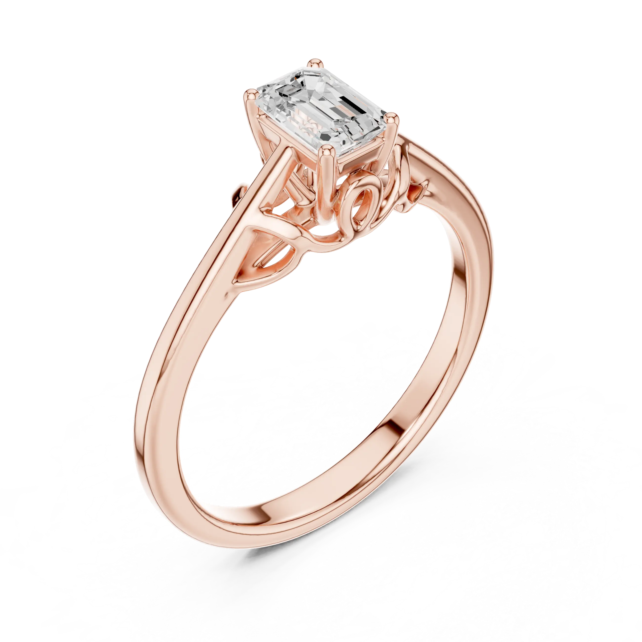 10K White Gold Emerald-Cut Diamond Engagement Ring