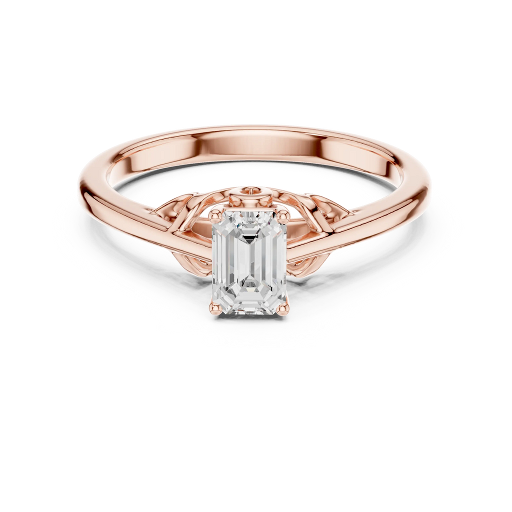 10K White Gold Emerald-Cut Diamond Engagement Ring