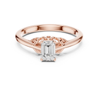 10K White Gold Emerald-Cut Diamond Engagement Ring