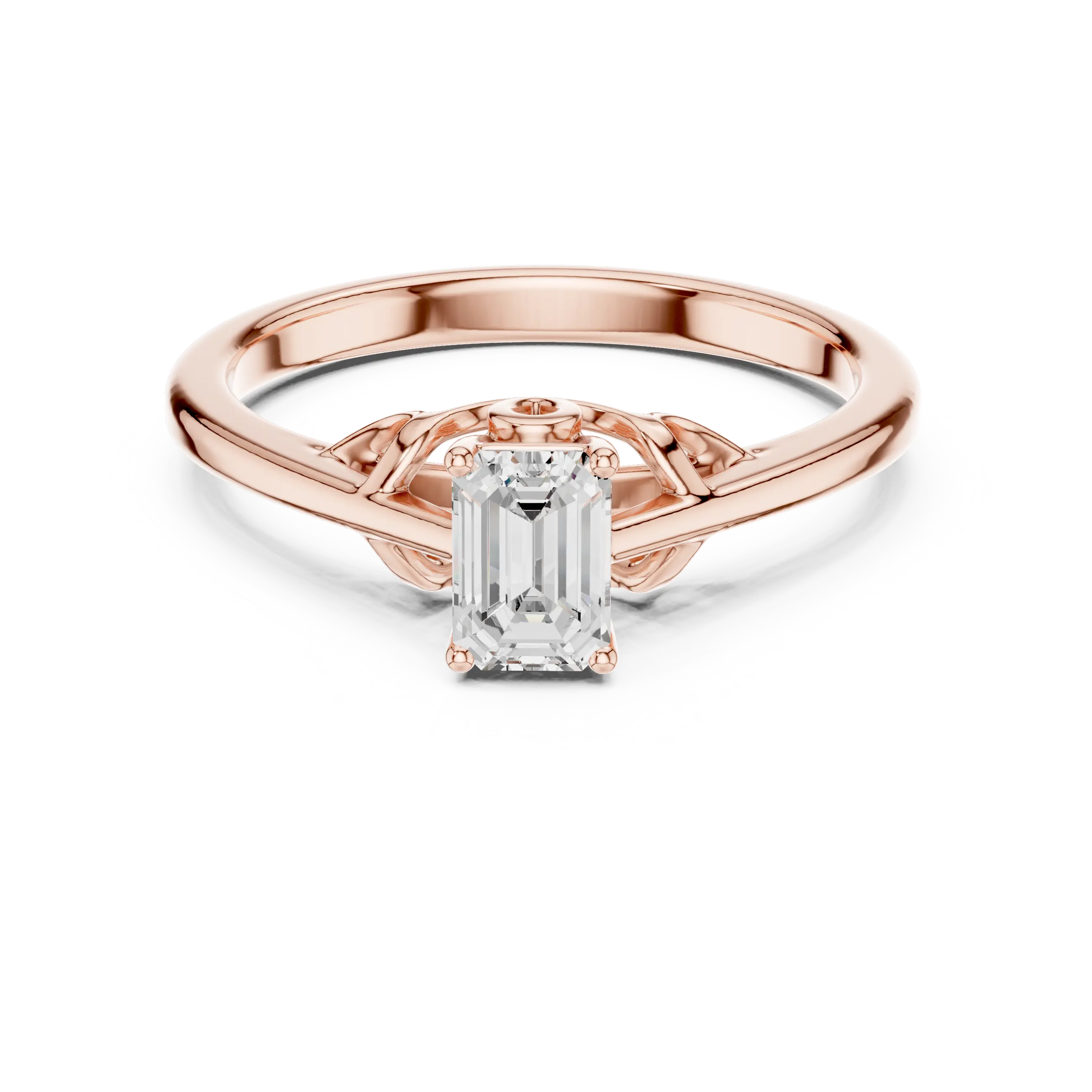 10K White Gold Emerald-Cut Diamond Engagement Ring