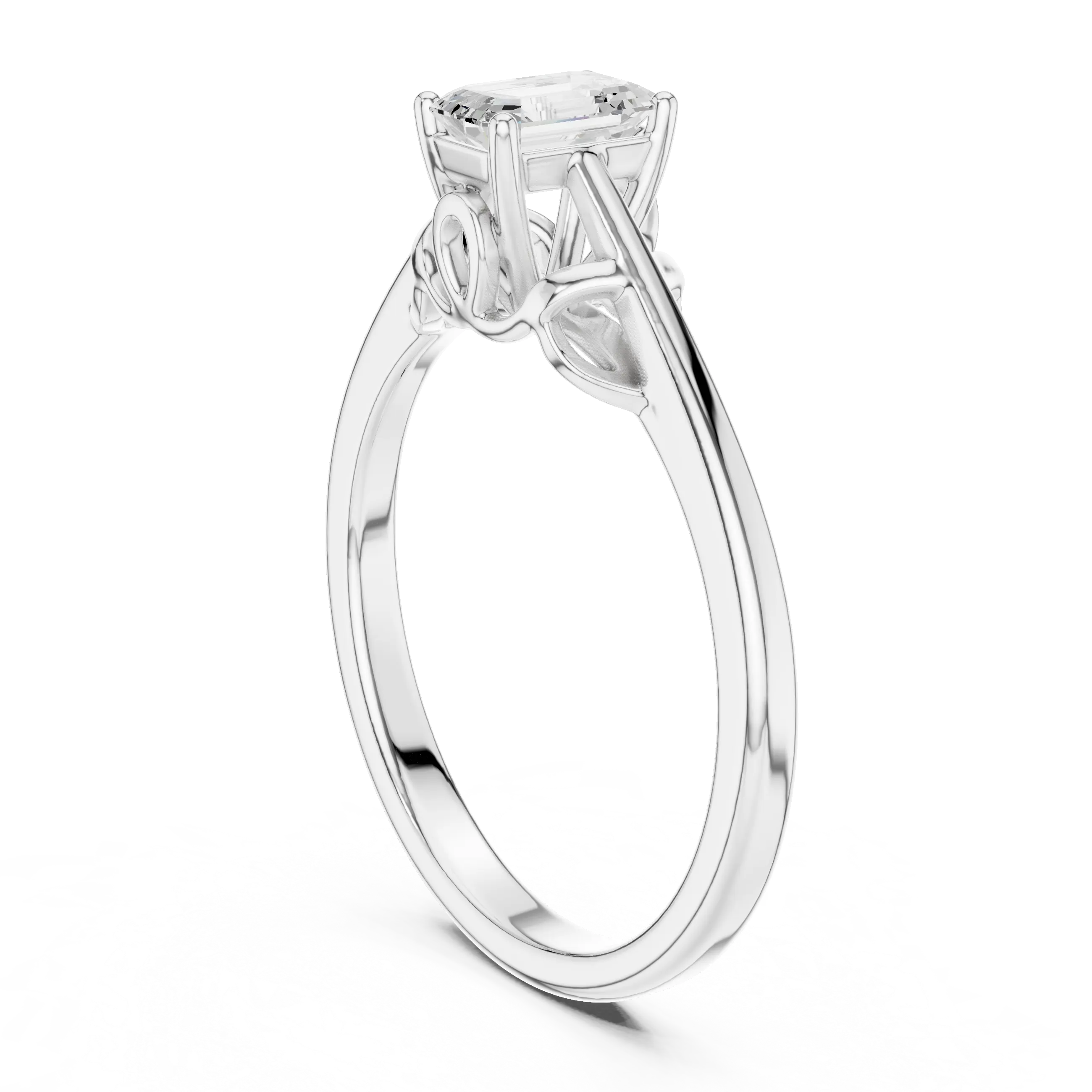 10K White Gold Emerald-Cut Diamond Engagement Ring