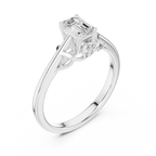 10K White Gold Emerald-Cut Diamond Engagement Ring