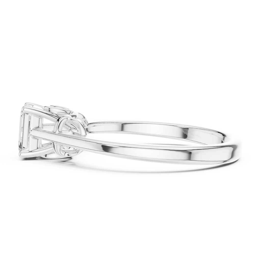 10K White Gold Emerald-Cut Diamond Engagement Ring