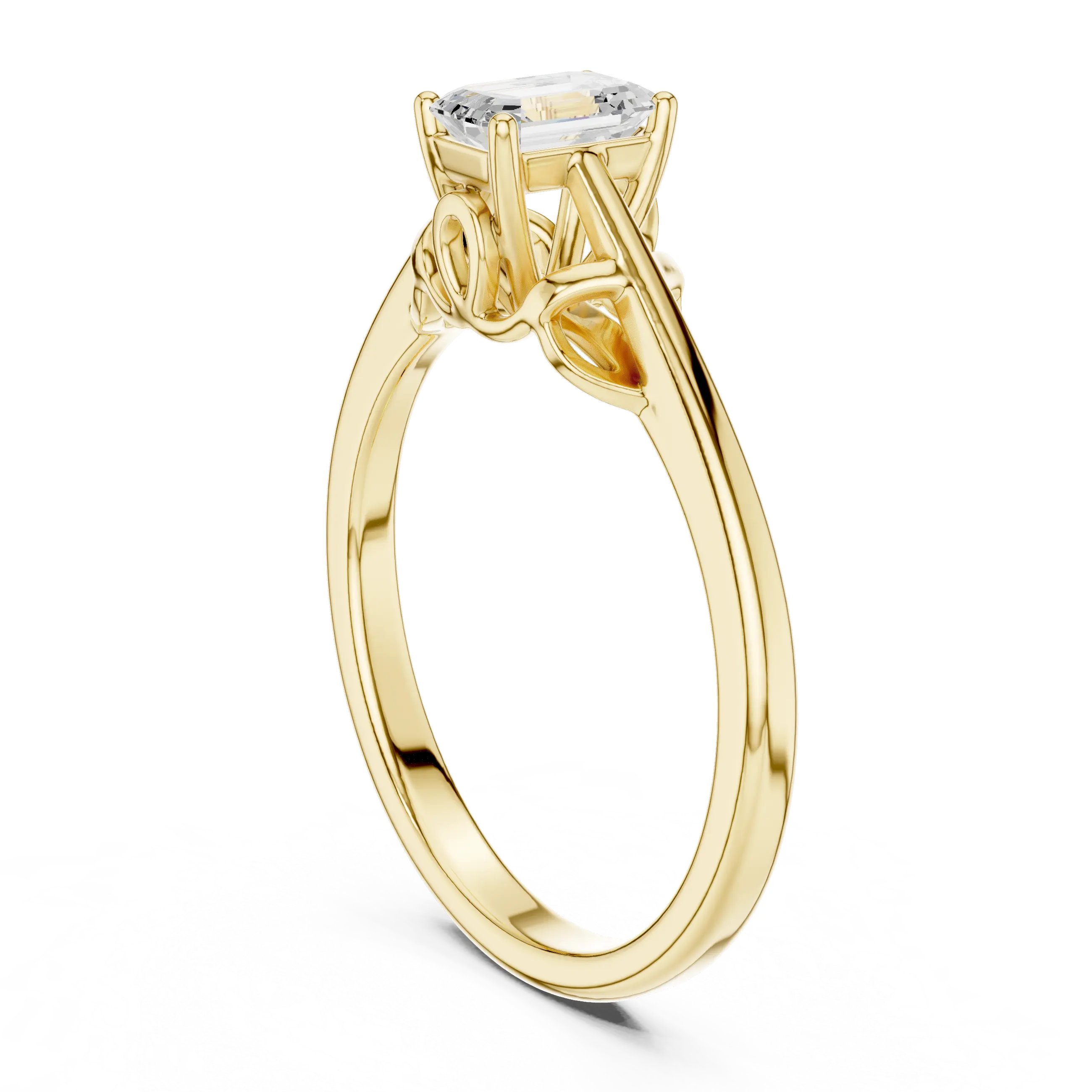 10K White Gold Emerald-Cut Diamond Engagement Ring