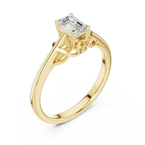 10K White Gold Emerald-Cut Diamond Engagement Ring
