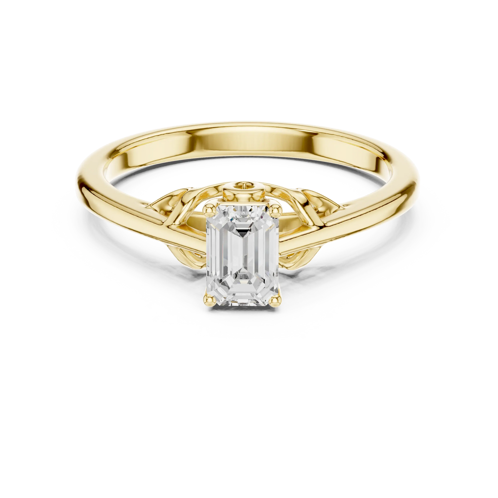 10K White Gold Emerald-Cut Diamond Engagement Ring