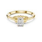 10K White Gold Emerald-Cut Diamond Engagement Ring