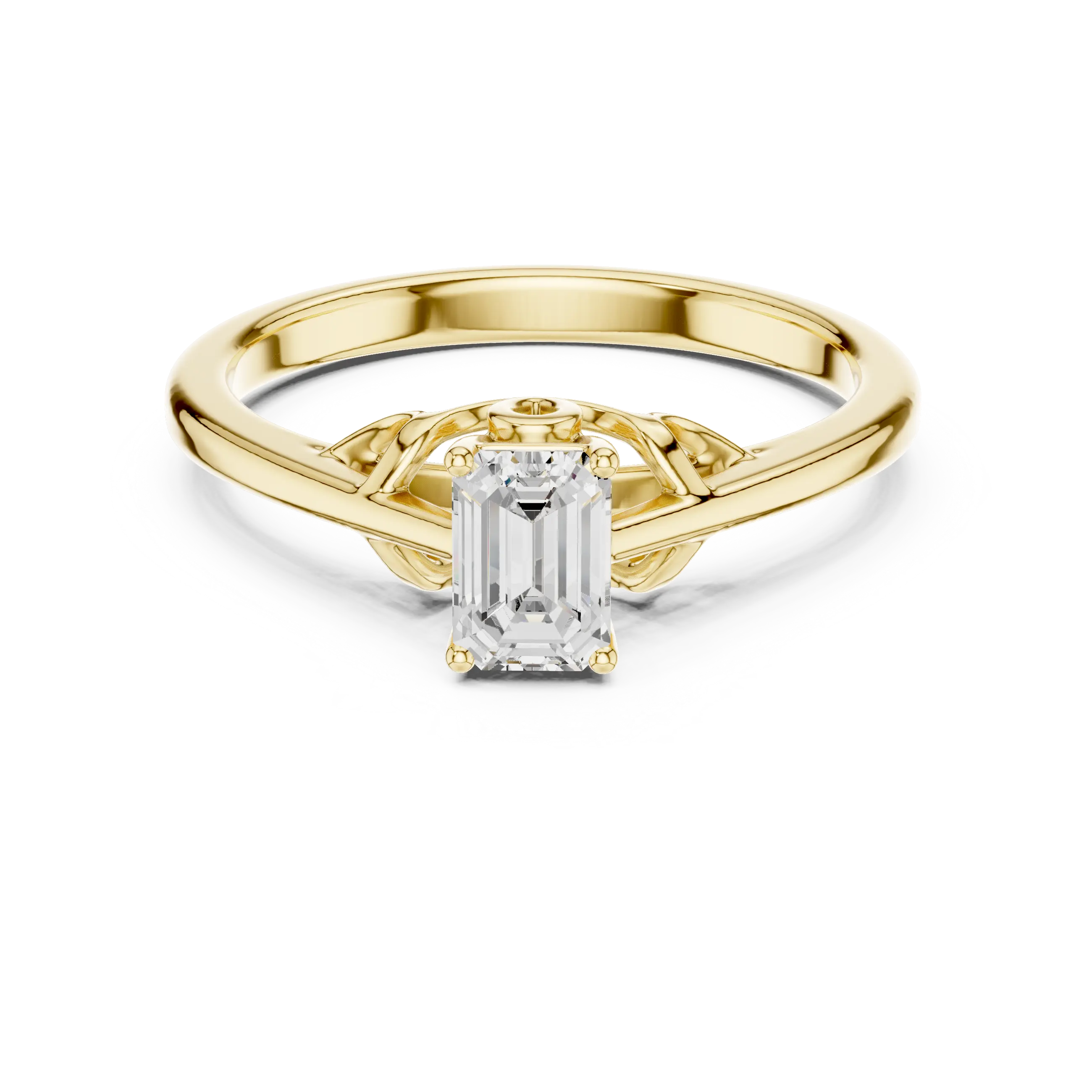 10K White Gold Emerald-Cut Diamond Engagement Ring