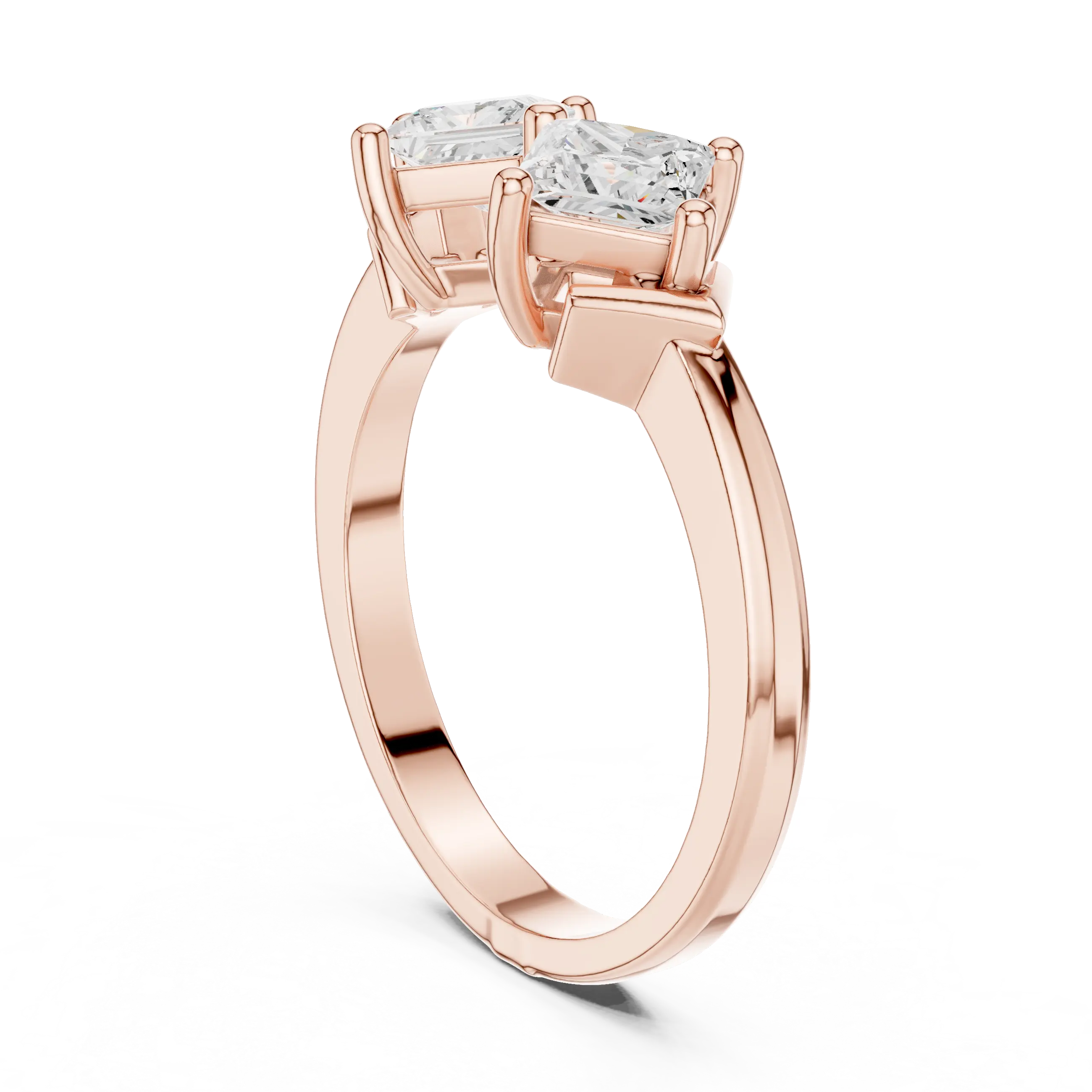 18K Yellow Gold Toi et Moi Dual Princess-Cut Diamond Ring