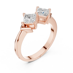 18K Yellow Gold Toi et Moi Dual Princess-Cut Diamond Ring
