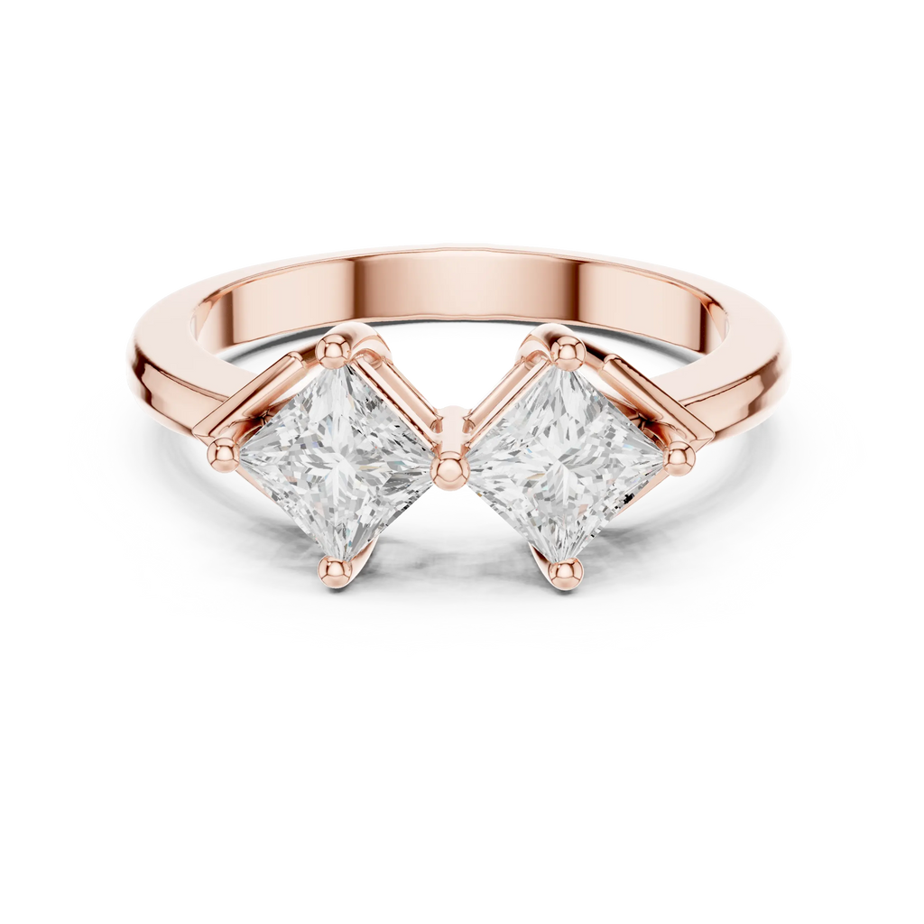 18K Yellow Gold Toi et Moi Dual Princess-Cut Diamond Ring
