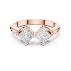 18K Yellow Gold Toi et Moi Dual Princess-Cut Diamond Ring