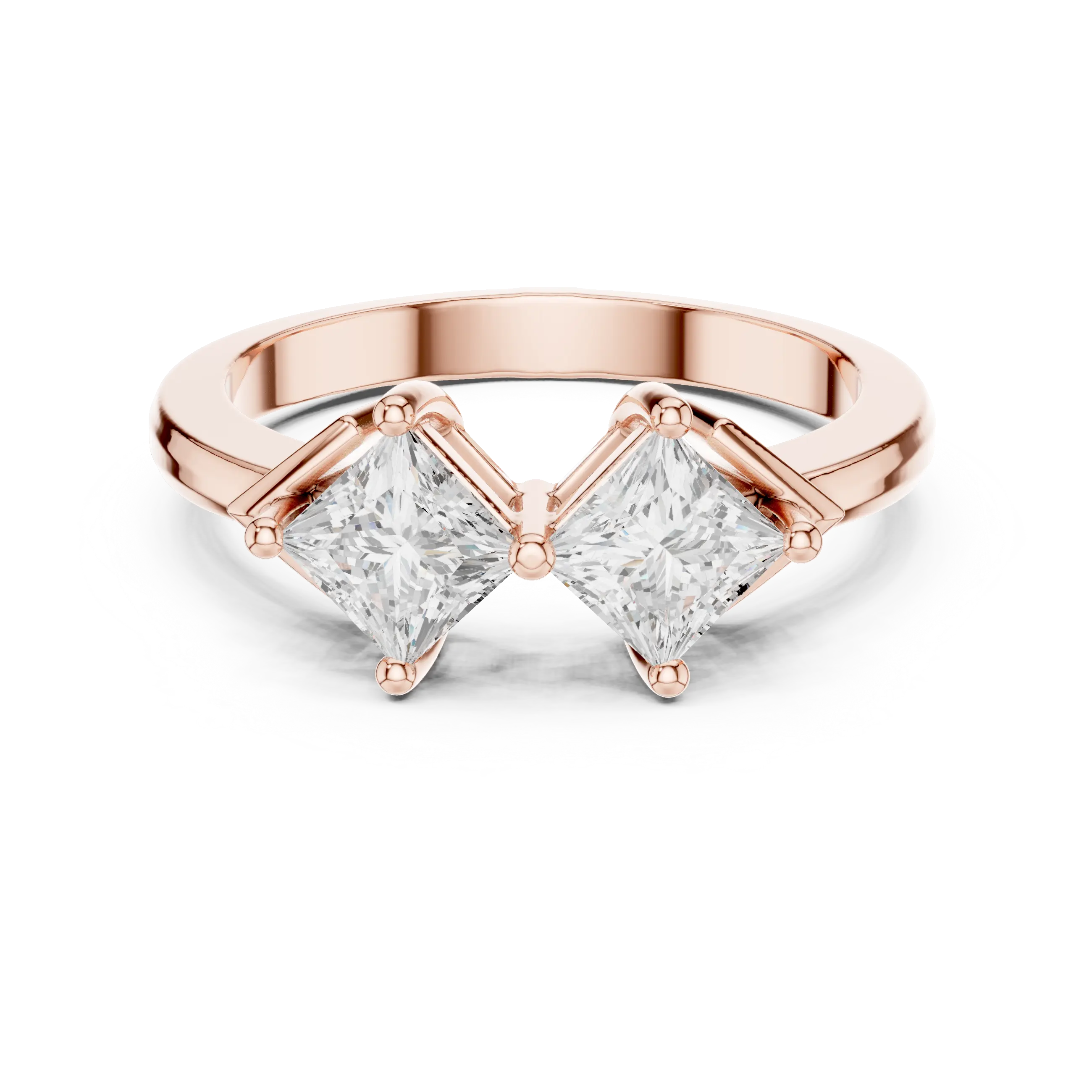 18K Yellow Gold Toi et Moi Dual Princess-Cut Diamond Ring
