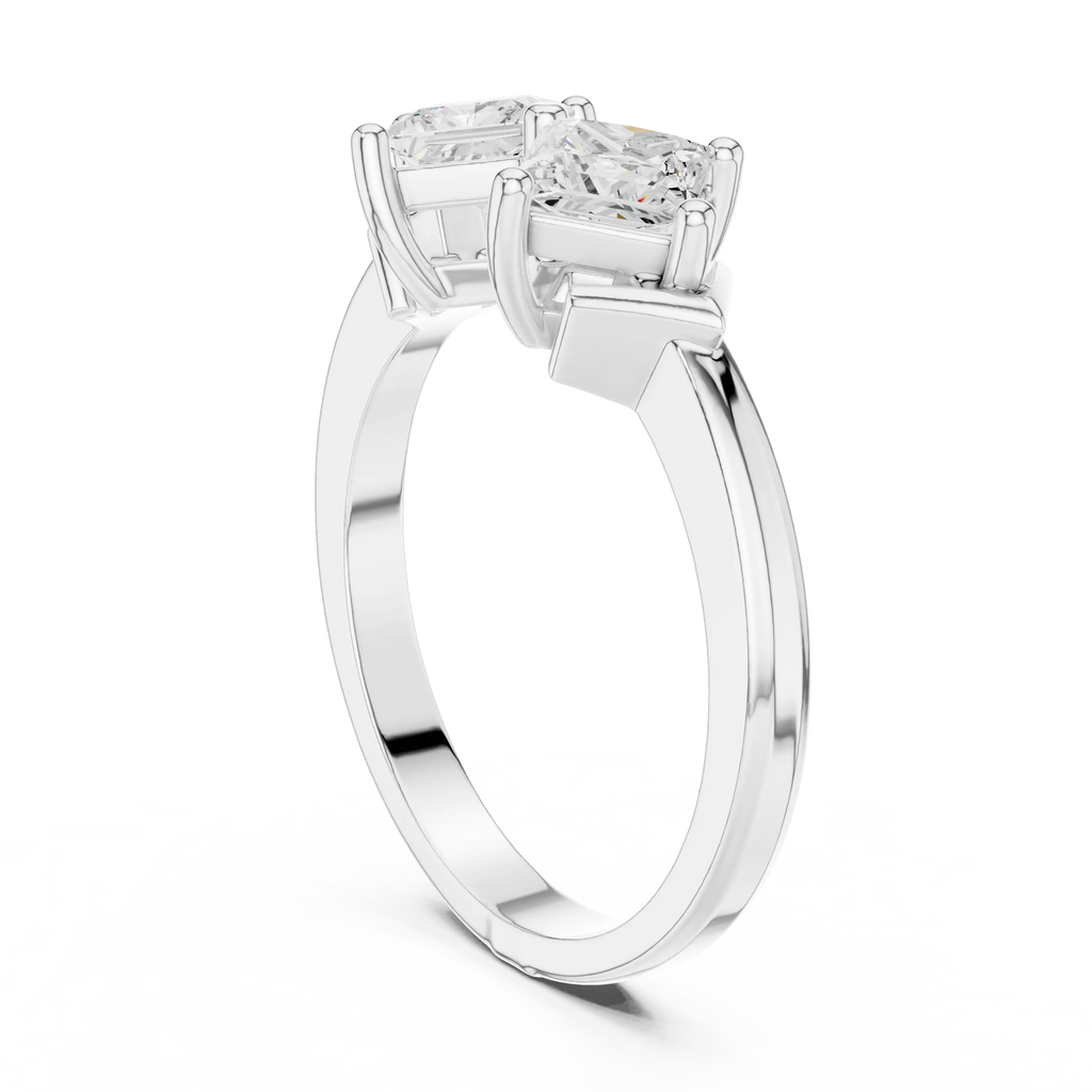 18K Yellow Gold Toi et Moi Dual Princess-Cut Diamond Ring