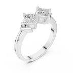 18K Yellow Gold Toi et Moi Dual Princess-Cut Diamond Ring