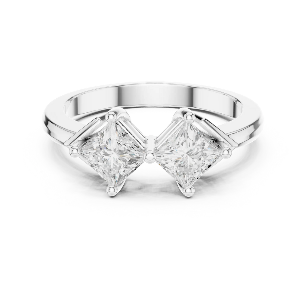 18K Yellow Gold Toi et Moi Dual Princess-Cut Diamond Ring