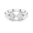 18K Yellow Gold Toi et Moi Dual Princess-Cut Diamond Ring