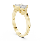 18K Yellow Gold Toi et Moi Dual Princess-Cut Diamond Ring