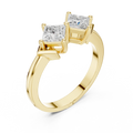 18K Yellow Gold Toi et Moi Dual Princess-Cut Diamond Ring