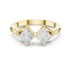 18K Yellow Gold Toi et Moi Dual Princess-Cut Diamond Ring