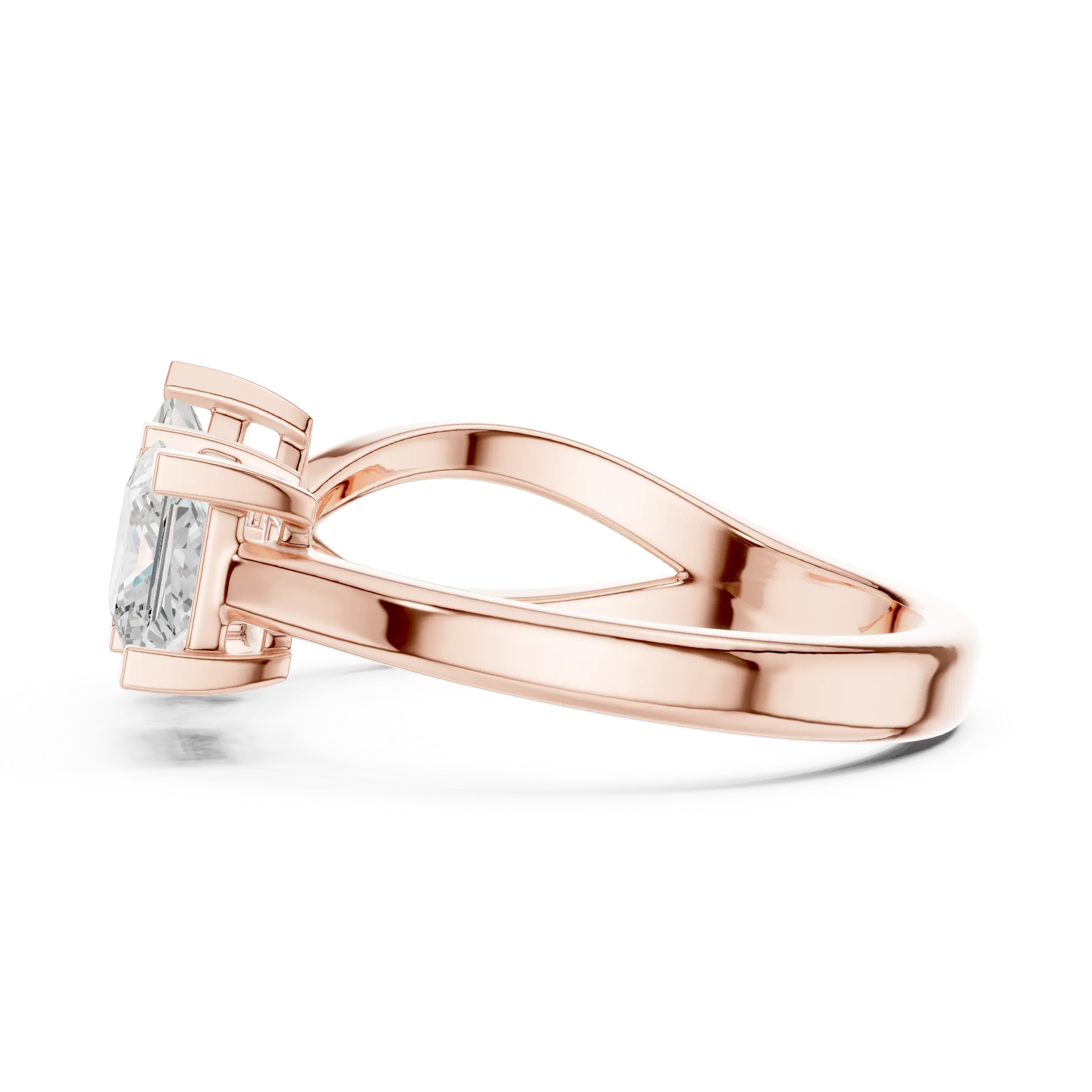 14K Rose Gold Toi et Moi Dual Dual Stone Bypass Princess-Cut Diamond Ring