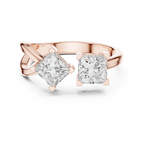 14K Rose Gold Toi et Moi Dual Dual Stone Bypass Princess-Cut Diamond Ring