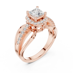 10K White Gold Princess-Cut Diamond Halo Engagement Ring