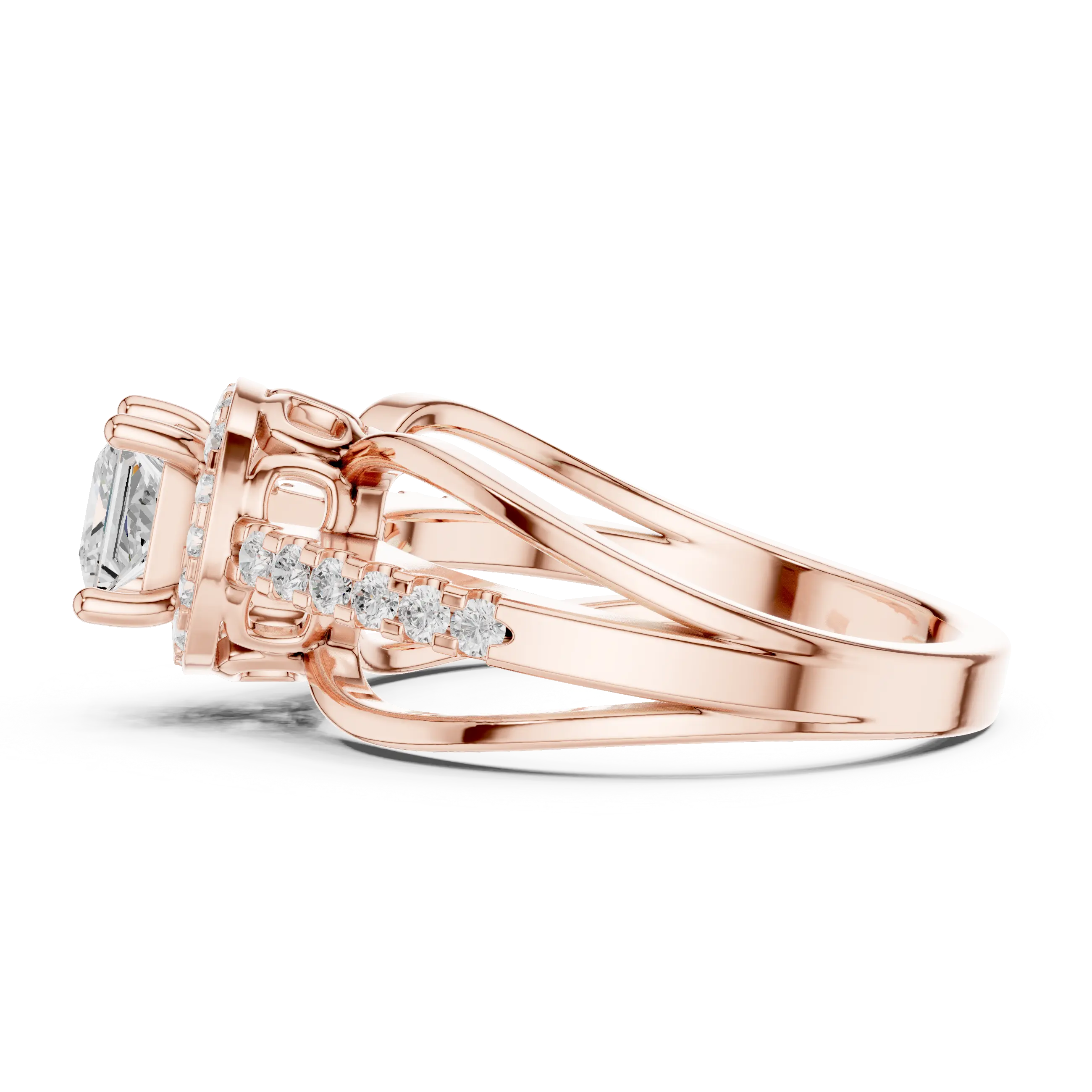 10K White Gold Princess-Cut Diamond Halo Engagement Ring