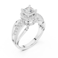 10K White Gold Princess-Cut Diamond Halo Engagement Ring