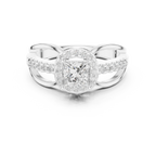 10K White Gold Princess-Cut Diamond Halo Engagement Ring