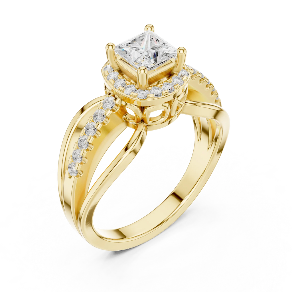10K White Gold Princess-Cut Diamond Halo Engagement Ring