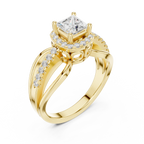 10K White Gold Princess-Cut Diamond Halo Engagement Ring