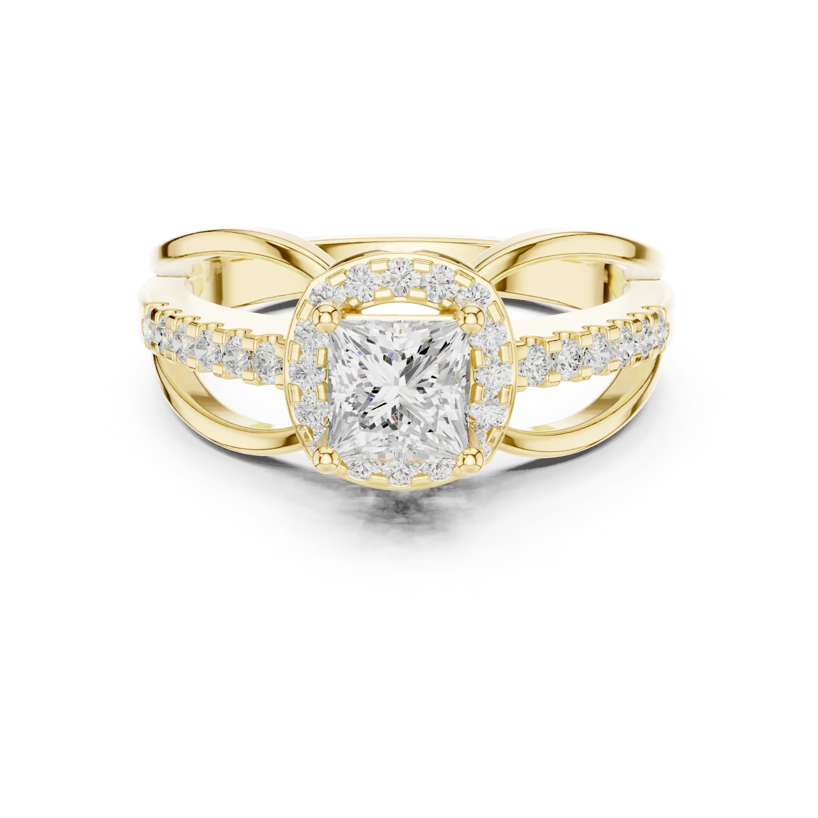 10K White Gold Princess-Cut Diamond Halo Engagement Ring