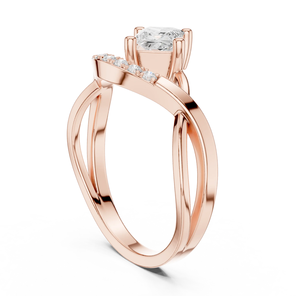 14K Rose Gold Princess-Cut Infinity Wave Diamond Ring
